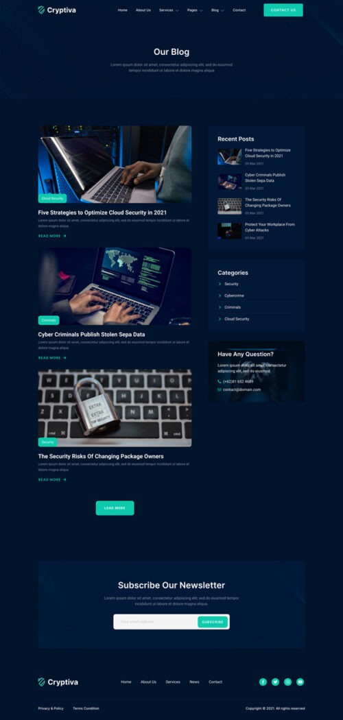 Cybersecurity website template with lead generation forms and call-to-action buttons. #cybersecurity #websitetemplate #elementorpro #cybersecuritybusiness