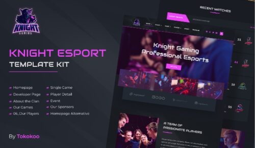 Knight Esports Website Template Elementor Pro