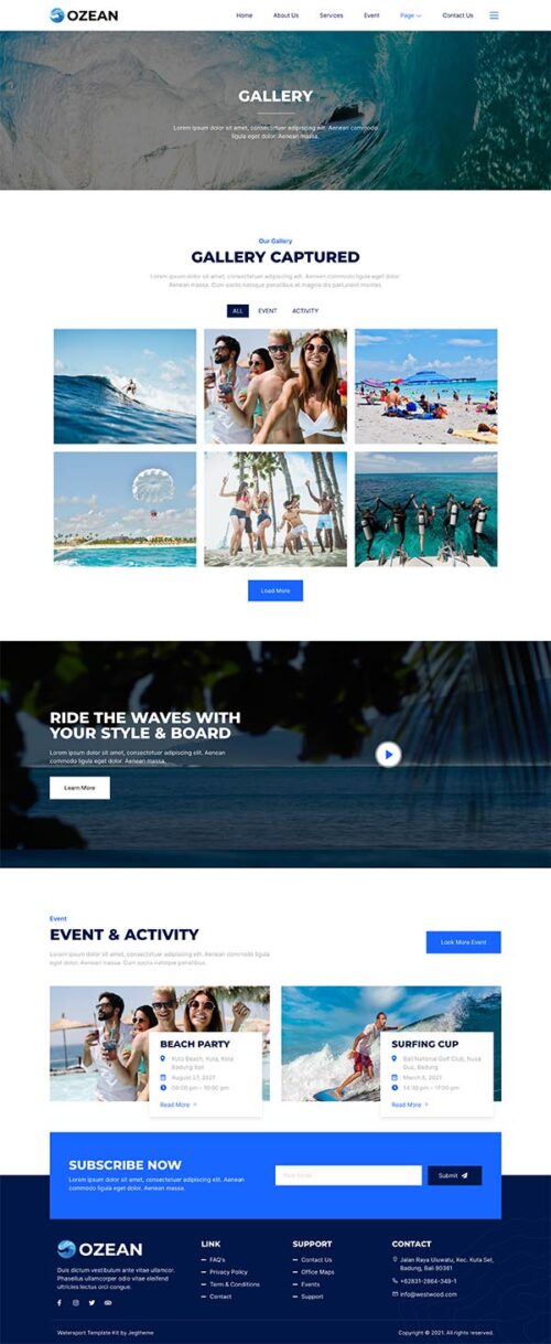 Paddleboarding website templates | Elementor | By-YuSa