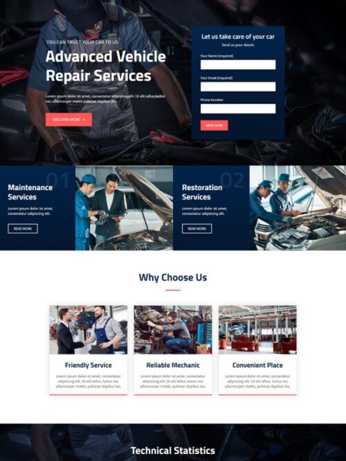 Free Elementor Template Kit for Car Repair