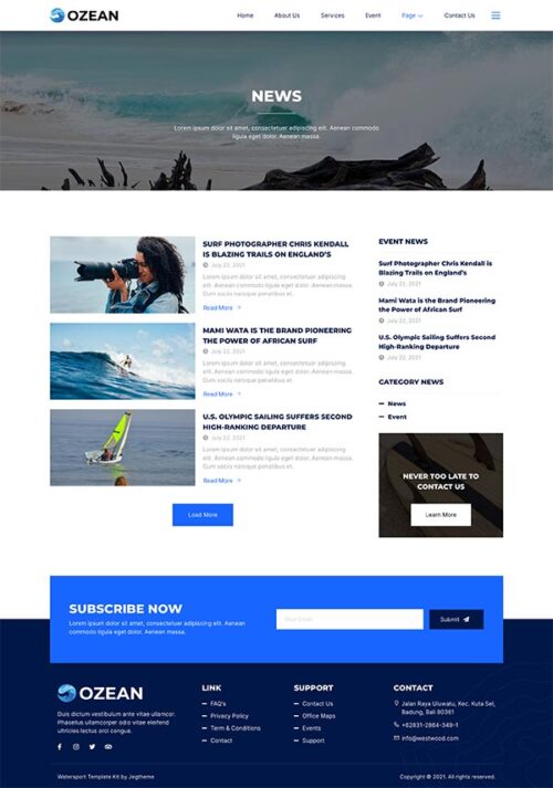 Water sports online store template | Elementor | By-YuSa