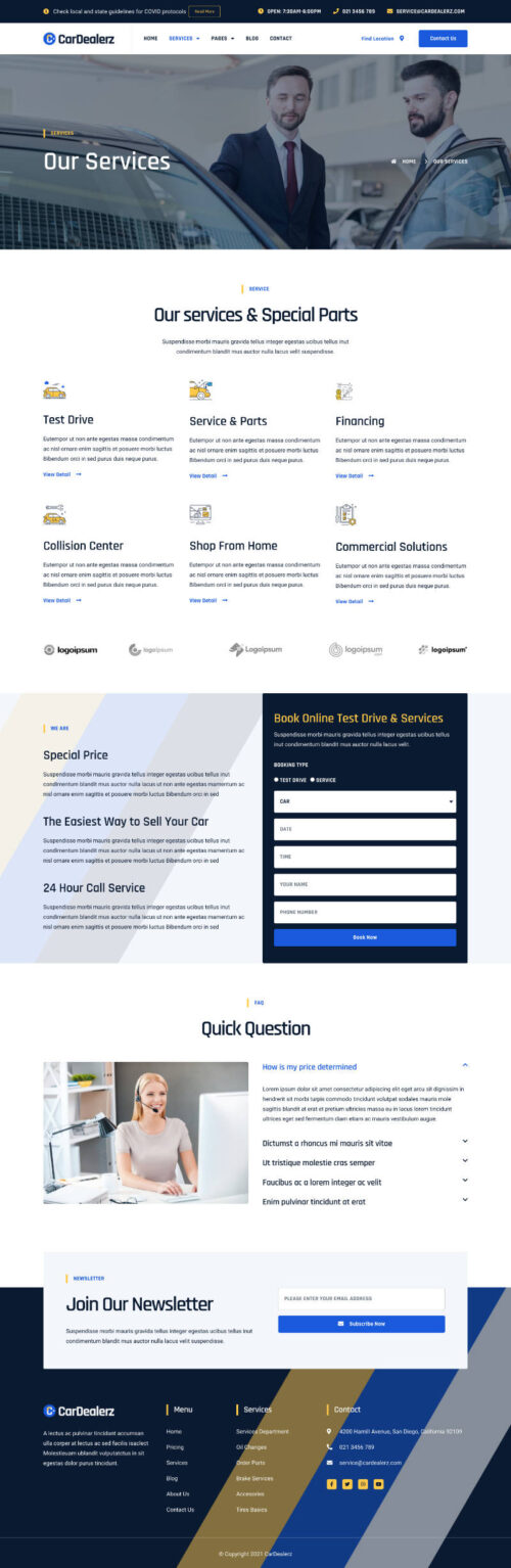 car dealership website template, auto business website, Elementor Pro kit