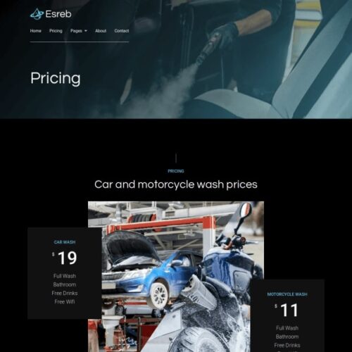 Esreb - Modern car and motorcycle wash website template