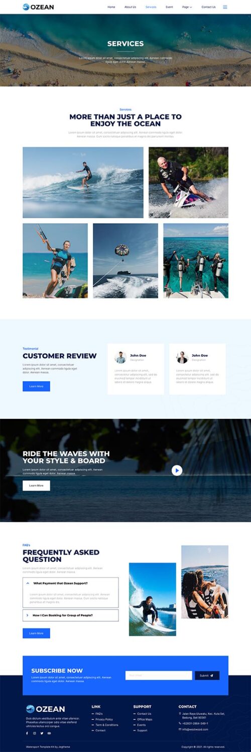 Jet ski rental Elementor template | High-converting design | By-YuSa