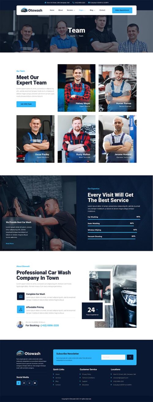 Modern car wash website homepage on a mobile phone By-YuSa Digital Downloads