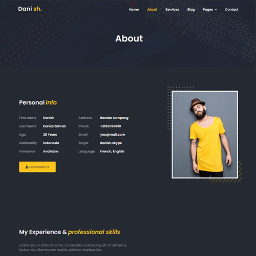 Responsive Elementor Pro portfolio template for freelancers