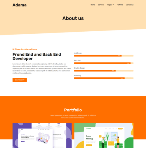 A professional resume website designed using the Adama template kit.