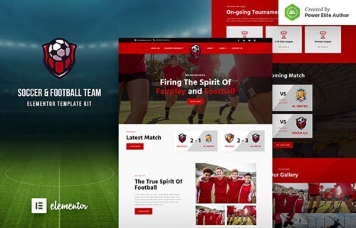 sports club website template Elementor