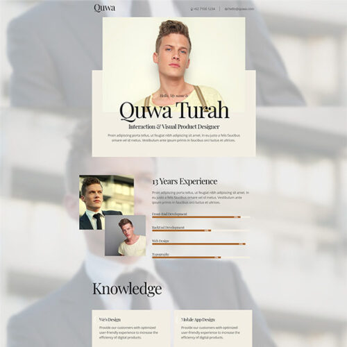 A freelancer's portfolio built with Quwa, displaying diverse projects.