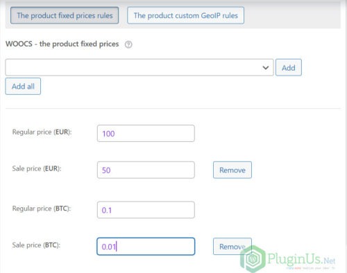 A screenshot of a WooCommerce store using WOOCS to display approximate prices in the customer's local currency.